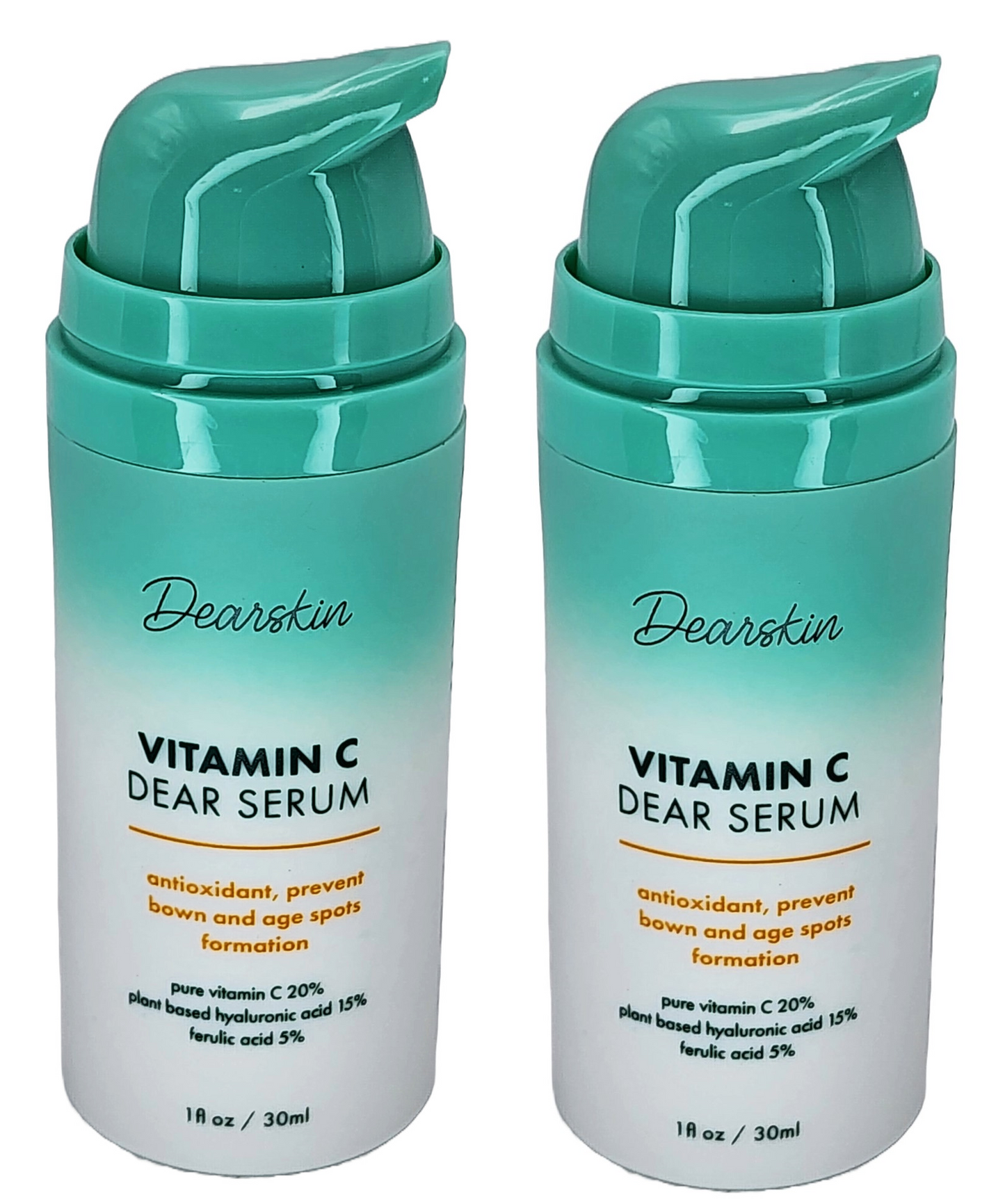 Dearskin Vitamin C Serum 20% - PURE L-ASCORBIC ACID, Ferulic Acid, Hyaluronic Acid Botanic, Vitamin E Organic Cruelty Free