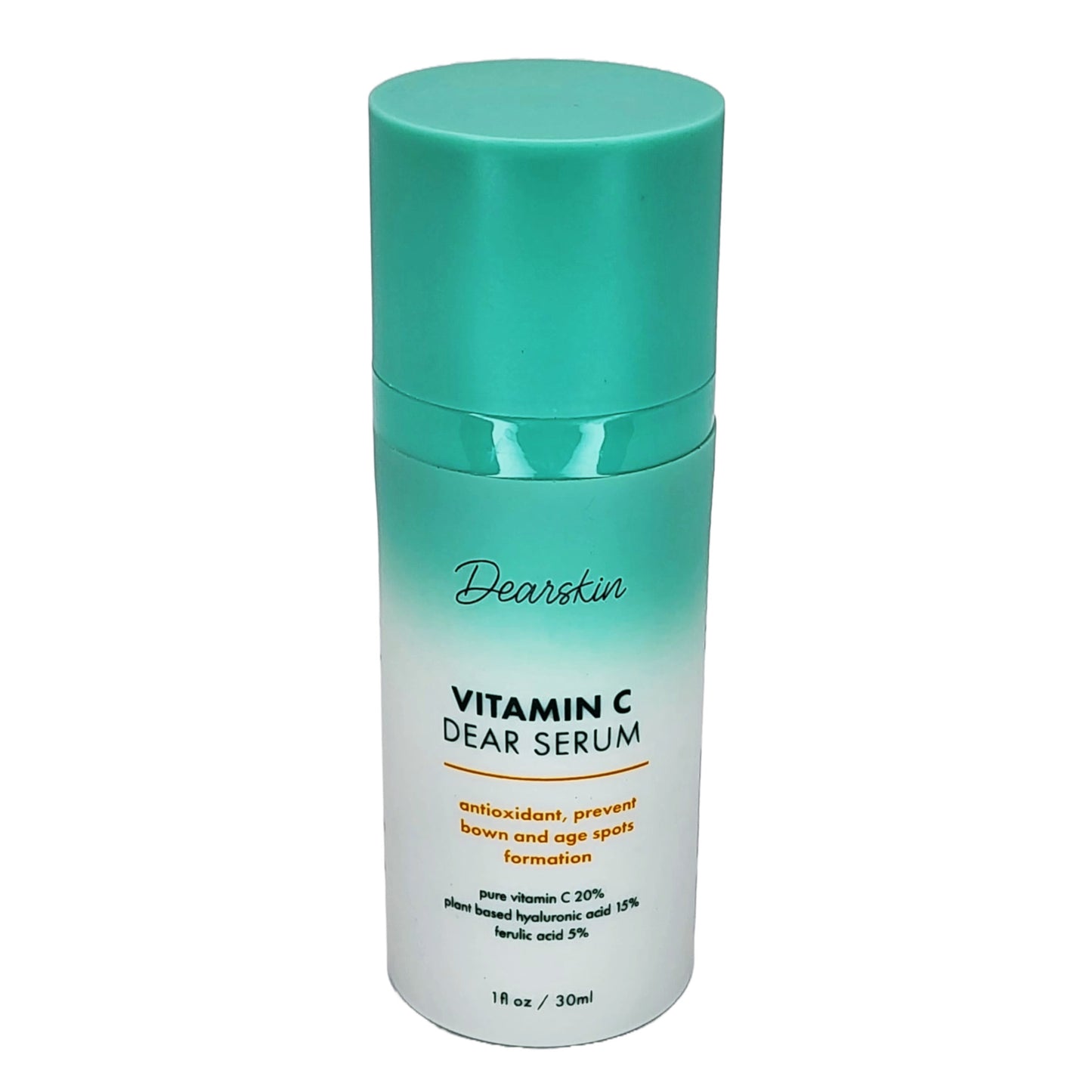 Dearskin Vitamin C Serum 20% - PURE L-ASCORBIC ACID, Ferulic Acid, Hyaluronic Acid Botanic, Vitamin E Organic Cruelty Free