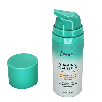 Dearskin Vitamin C Serum 20% - PURE L-ASCORBIC ACID, Ferulic Acid, Hyaluronic Acid Botanic, Vitamin E Organic Cruelty Free