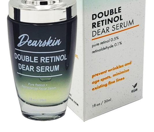 Double Retinol Dear Serum by Dearskin - Powerful Formula with Retinaldehide 0.1% plus Pure Retinol 0.5% Anti-Aging Wrinkle Repair Regenerating.