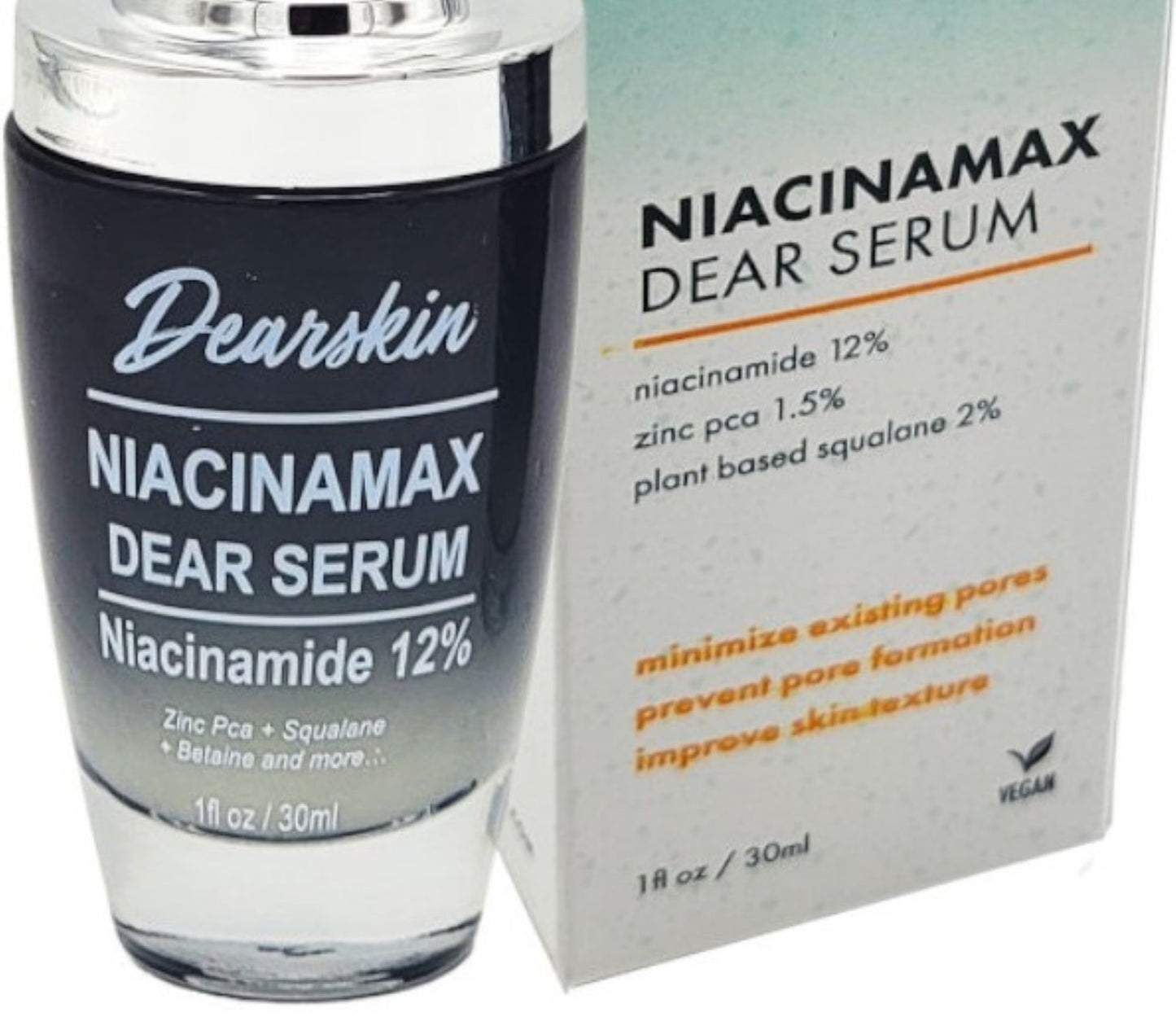 Niacinamax Pore Minimizer Nacinamide 12% Zinc PCA Aqua Squalane & Vitamin E, Fight Redness and Swelling Aging Skin Treatment Niacinamax Dear Serum Dearskin Skincare