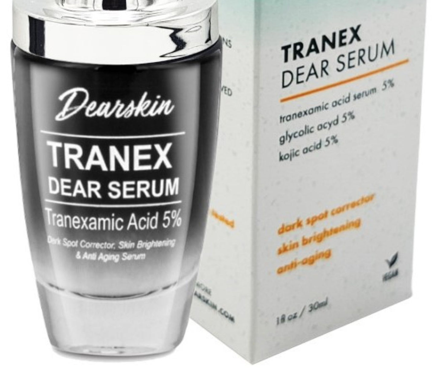 Tranex Dear Serum - Tranexamic Acid Serum 5% Kojic Acid 5% Niacinamide Vitamin C Hyaluronic Acid and Glycolic Acid. Dark Spot Remover Melasma Treatment for Face